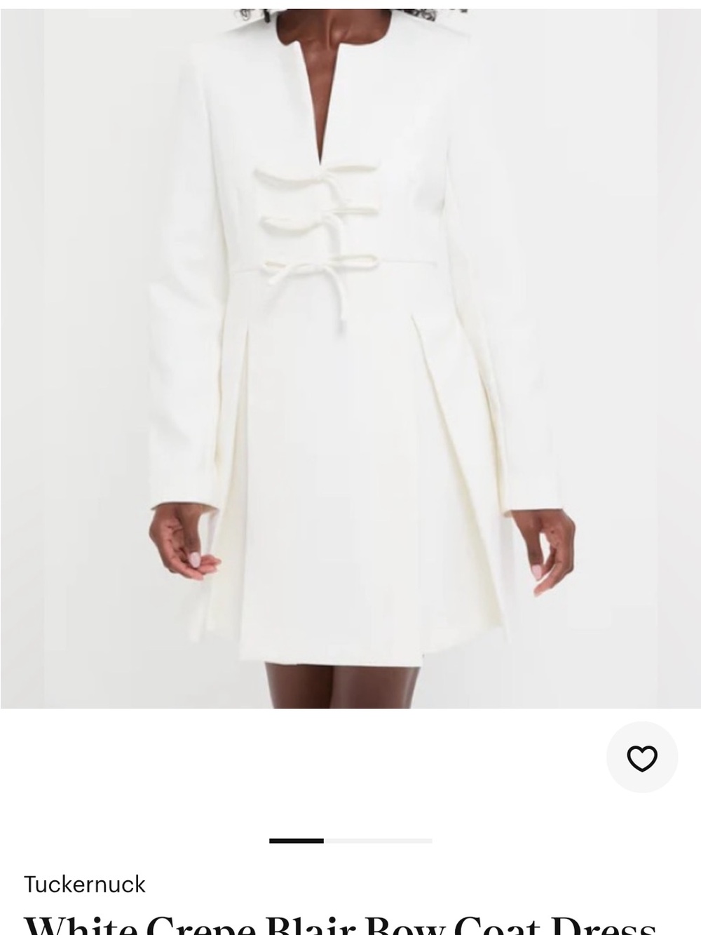 Tuckernuck Ivory Crepe Mini Dress with Bow-Tie Front